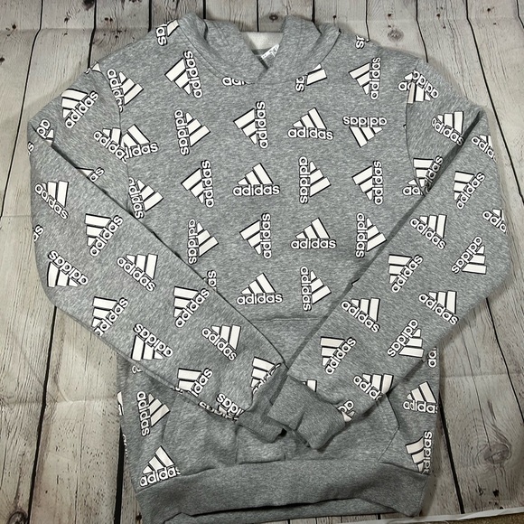 Adidas Mens Small Hoodie Sweatshirt Pullover Crewneck Gray NWT - Picture 7 of 8